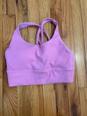 Lululemon Women's Energy Longline Bra, Ribbed, Size 6 PINK LIKE NEW